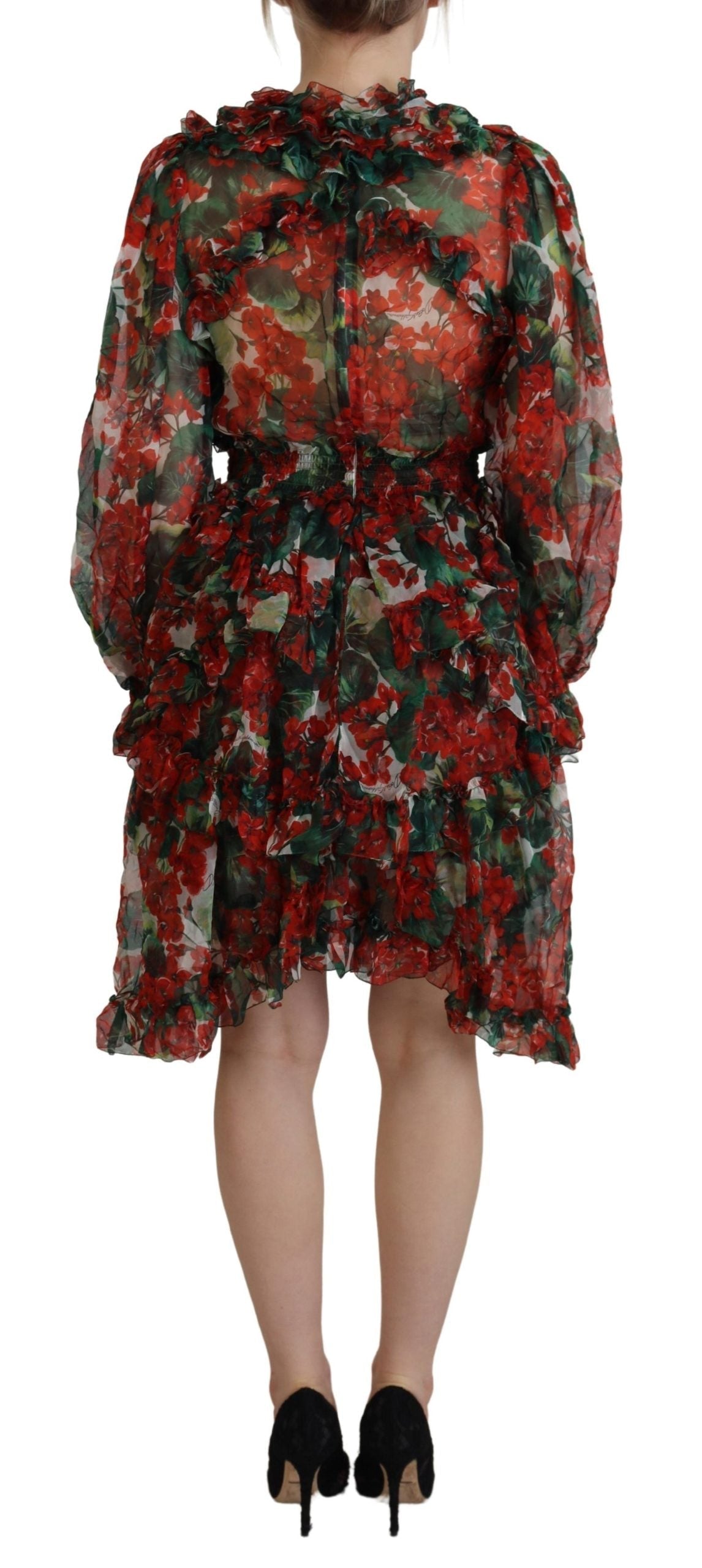 Dolce & Gabbana Multicolor Geranium A-line Knee Length Women's Dress