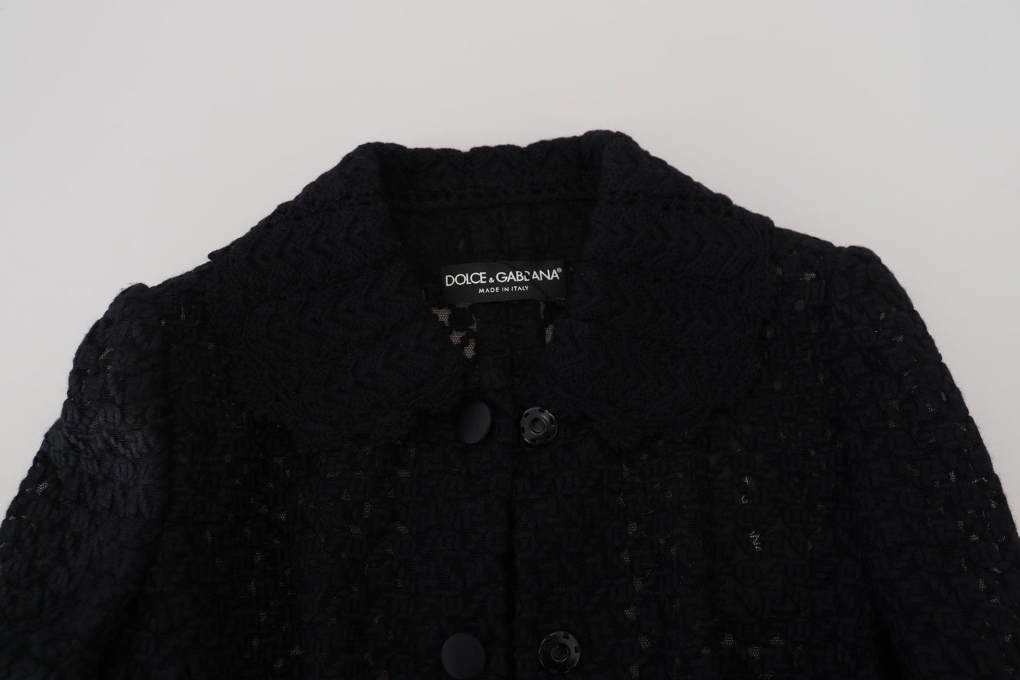 Dolce & Gabbana Black Wool Knitted Button Down Collar Women's Jacket