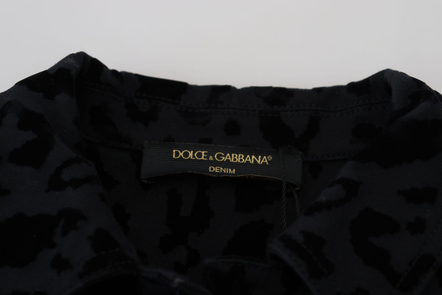 Dolce & Gabbana Black Leopard Long Sleeve Denim Cotton Women's Jacket
