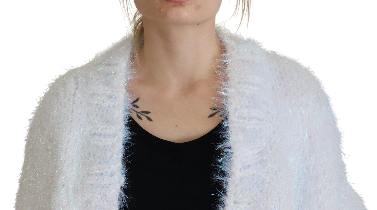 Dolce & Gabbana White Long Sleeves Fringes Cardigan Women's Jacket