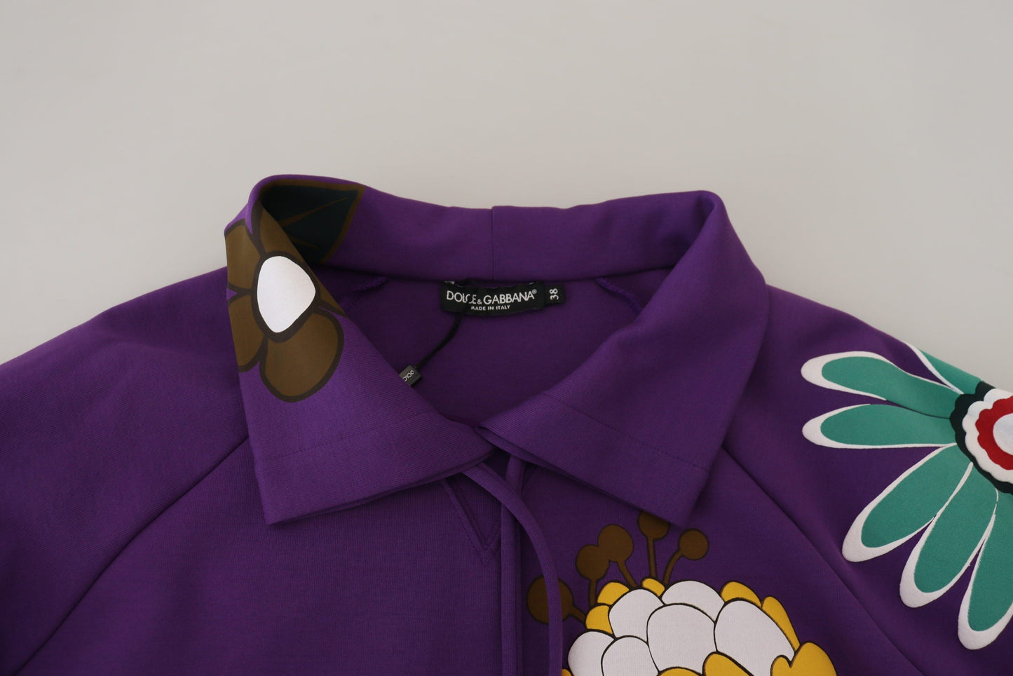 Dolce & Gabbana Purple Floral Print Pullover  Cotton Women's Sweater