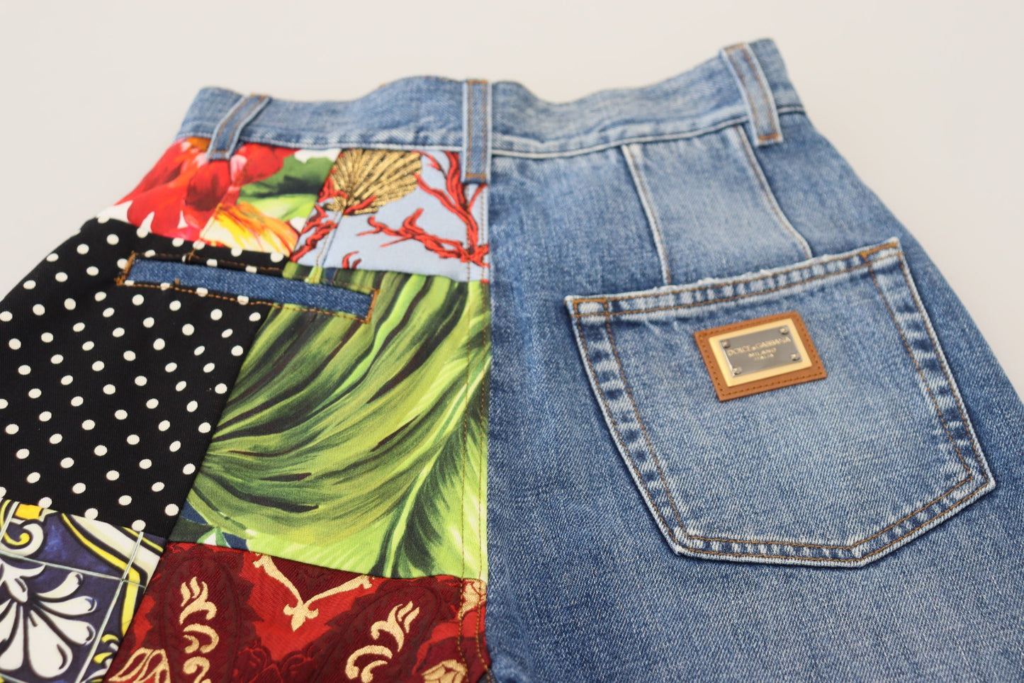 Dolce & Gabbana Blue Jacquard Majolica High Waist Women's Jeans