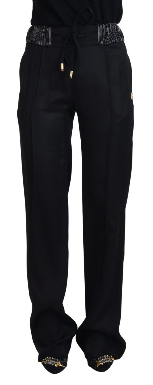 Dolce & Gabbana Black Straight Fit Cotton Women's Pants