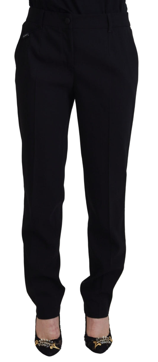 Dolce & Gabbana Black Tapered Women Wool Women's Pants