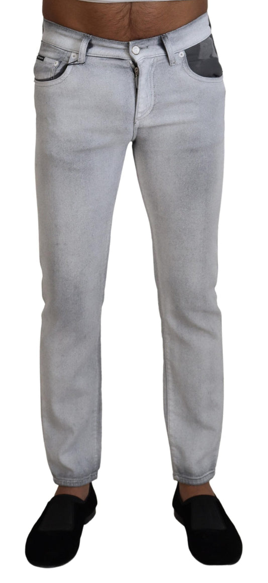 Dolce & Gabbana Gray Washed Skinny Men Denim Men's Jeans