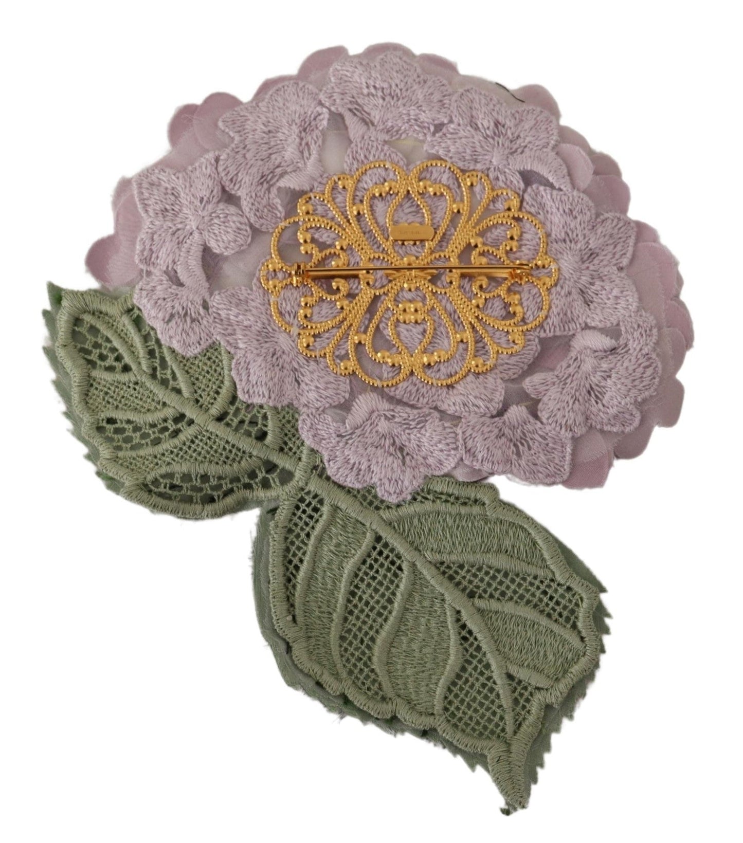 Dolce & Gabbana Purple Floral Gold Tone Brass Women Women's Brooch