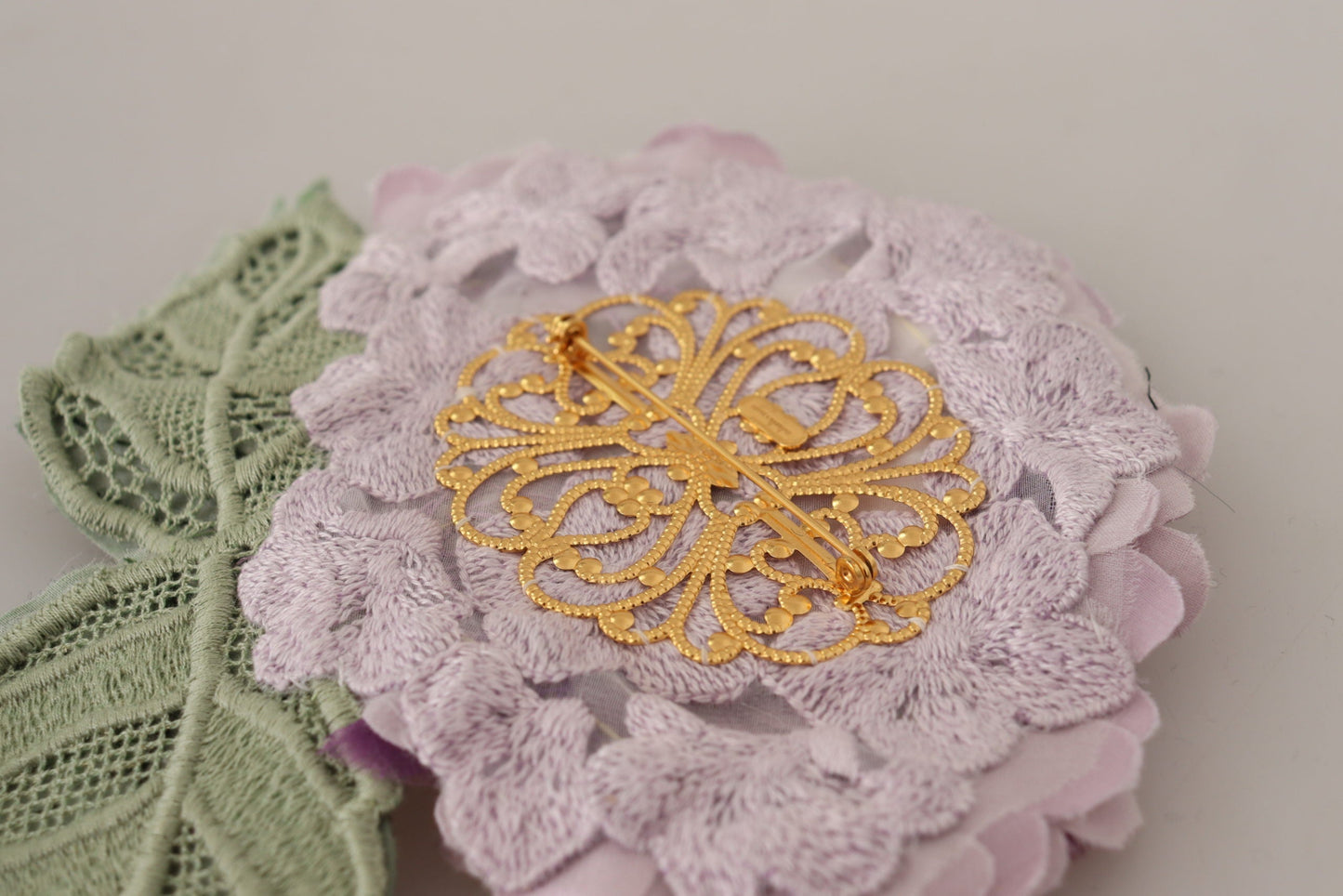 Dolce & Gabbana Purple Floral Gold Tone Brass Women Women's Brooch