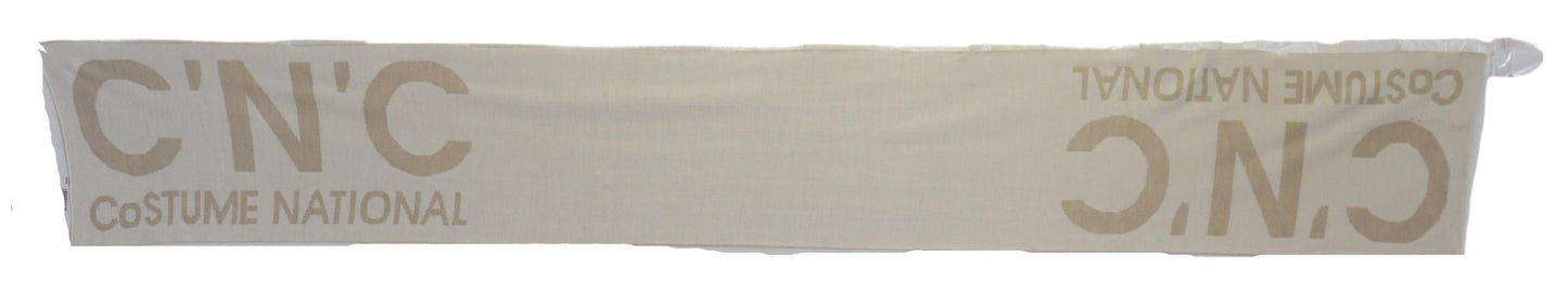 Costume National Beige White Logo Wrap Warmer Shawl Women's Scarf