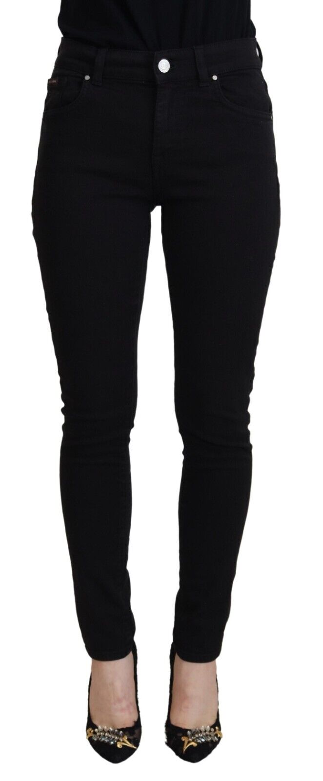 Dolce & Gabbana Black Cotton High Waist Casual Denim Women's Jeans