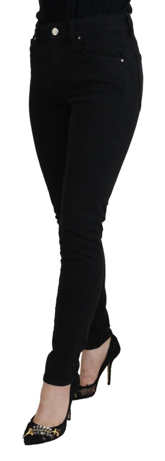 Dolce & Gabbana Black Cotton High Waist Casual Denim Women's Jeans