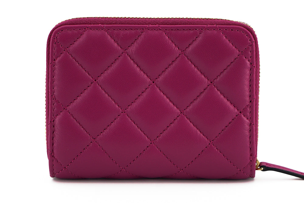 Versace Purple Nappa Leather Bifold Zip Around Women's Wallet
