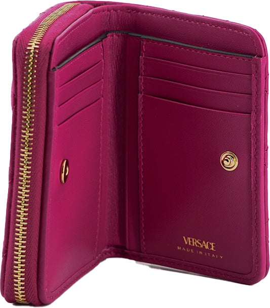 Versace Purple Nappa Leather Bifold Zip Around Women's Wallet