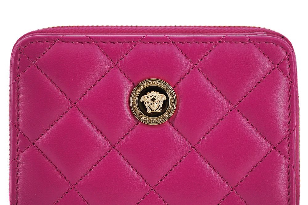 Versace Purple Nappa Leather Bifold Zip Around Women's Wallet