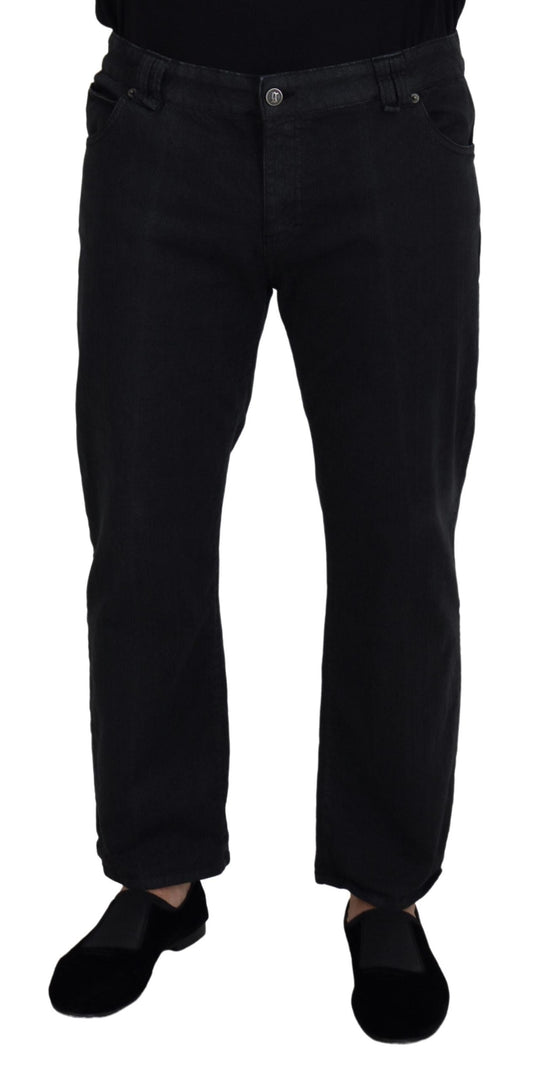 John Galliano Black Cotton Back Buckle Casual Denim Men's Jeans