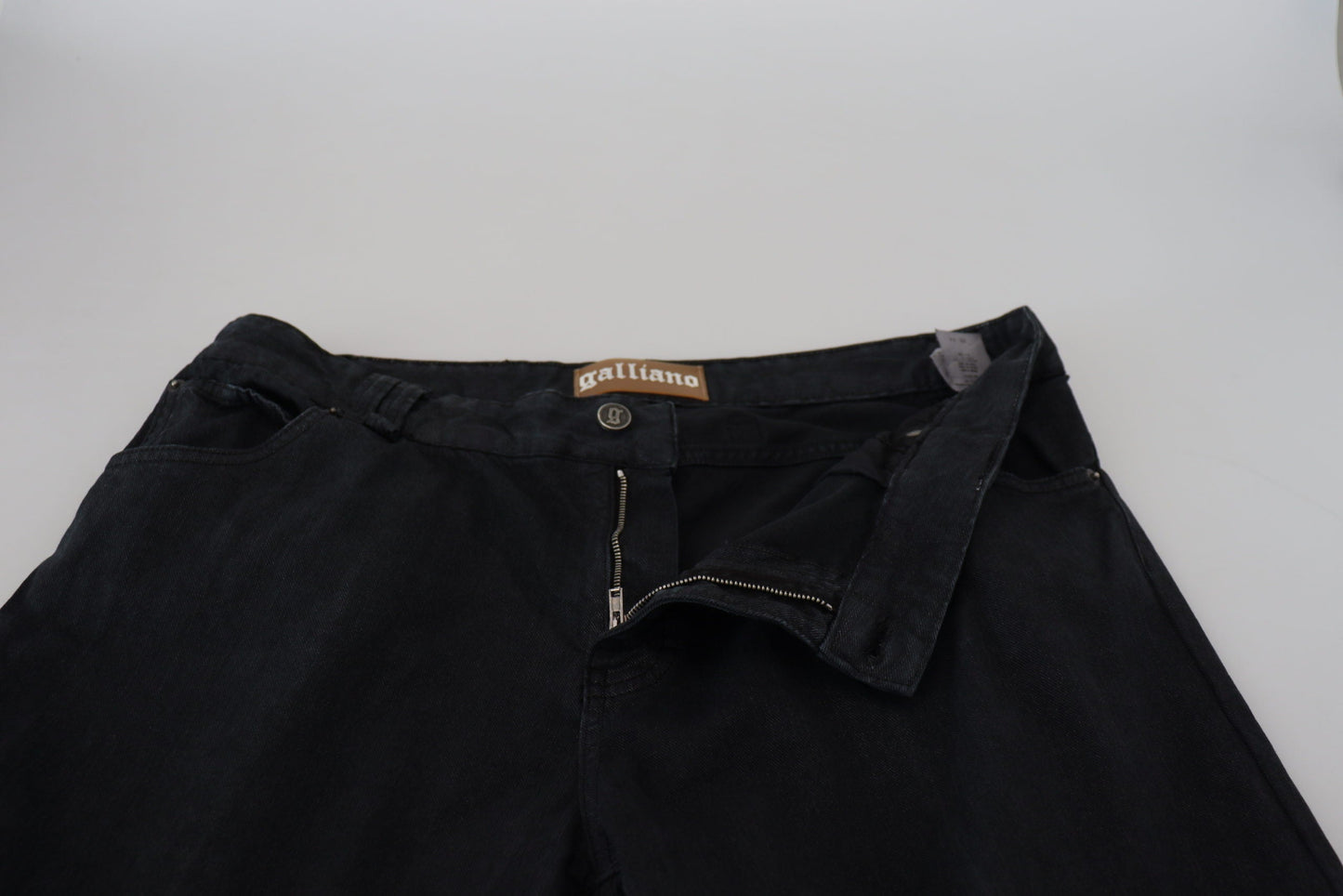 John Galliano Black Cotton Back Buckle Casual Denim Men's Jeans