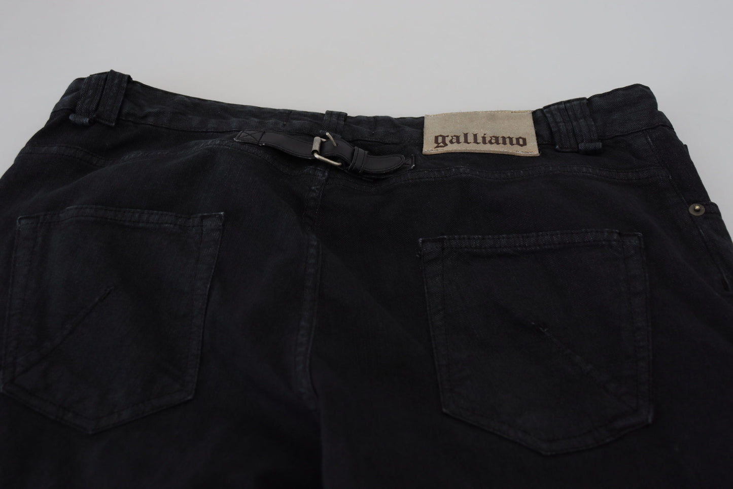 John Galliano Black Cotton Back Buckle Casual Denim Men's Jeans