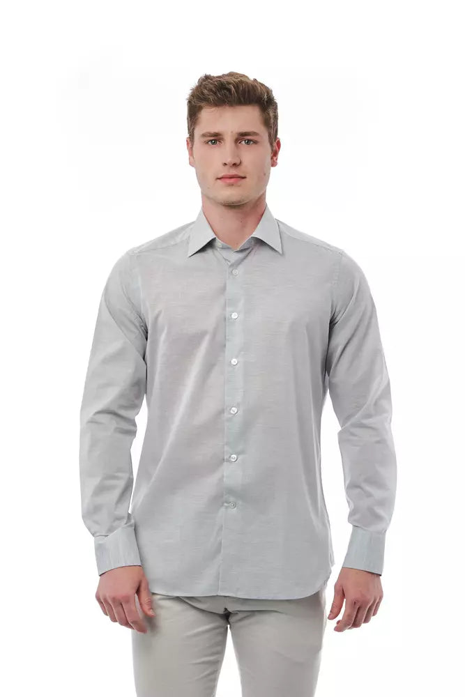 Bagutta Gray Cotton Men Men's Shirt