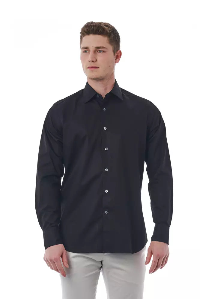 Bagutta Black Cotton Men Men's Shirt
