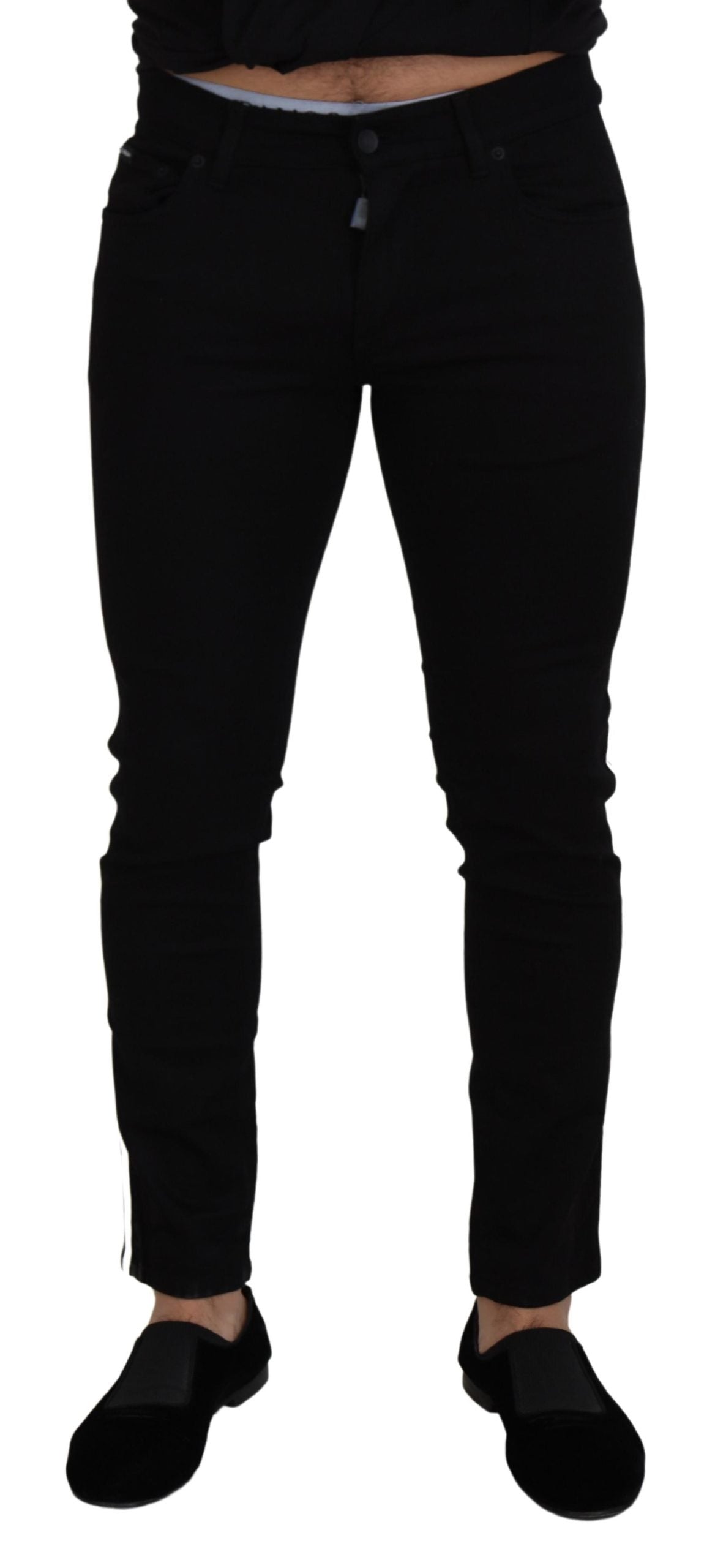 Dolce & Gabbana Black Cotton DG Crown Men Denim Men's Jeans