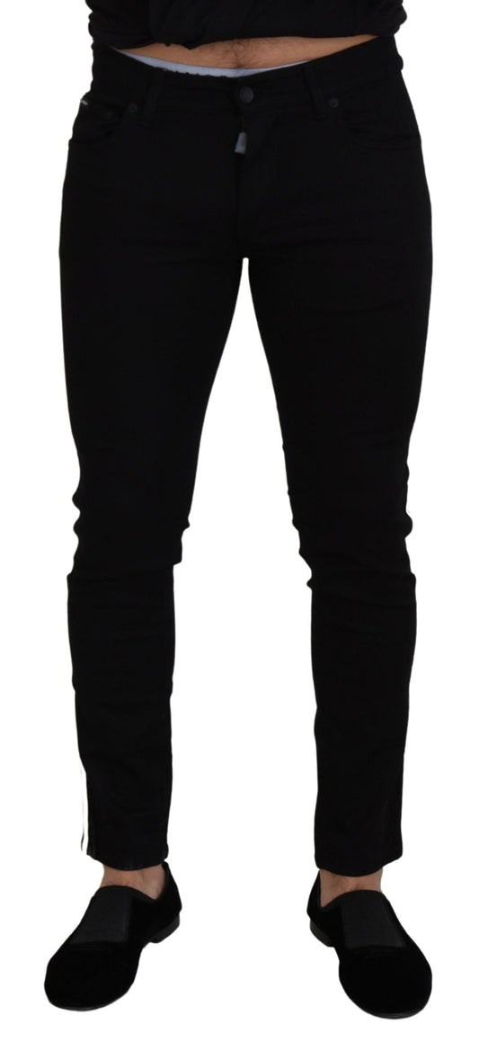 Dolce & Gabbana Black Cotton DG Crown Men Denim Men's Jeans