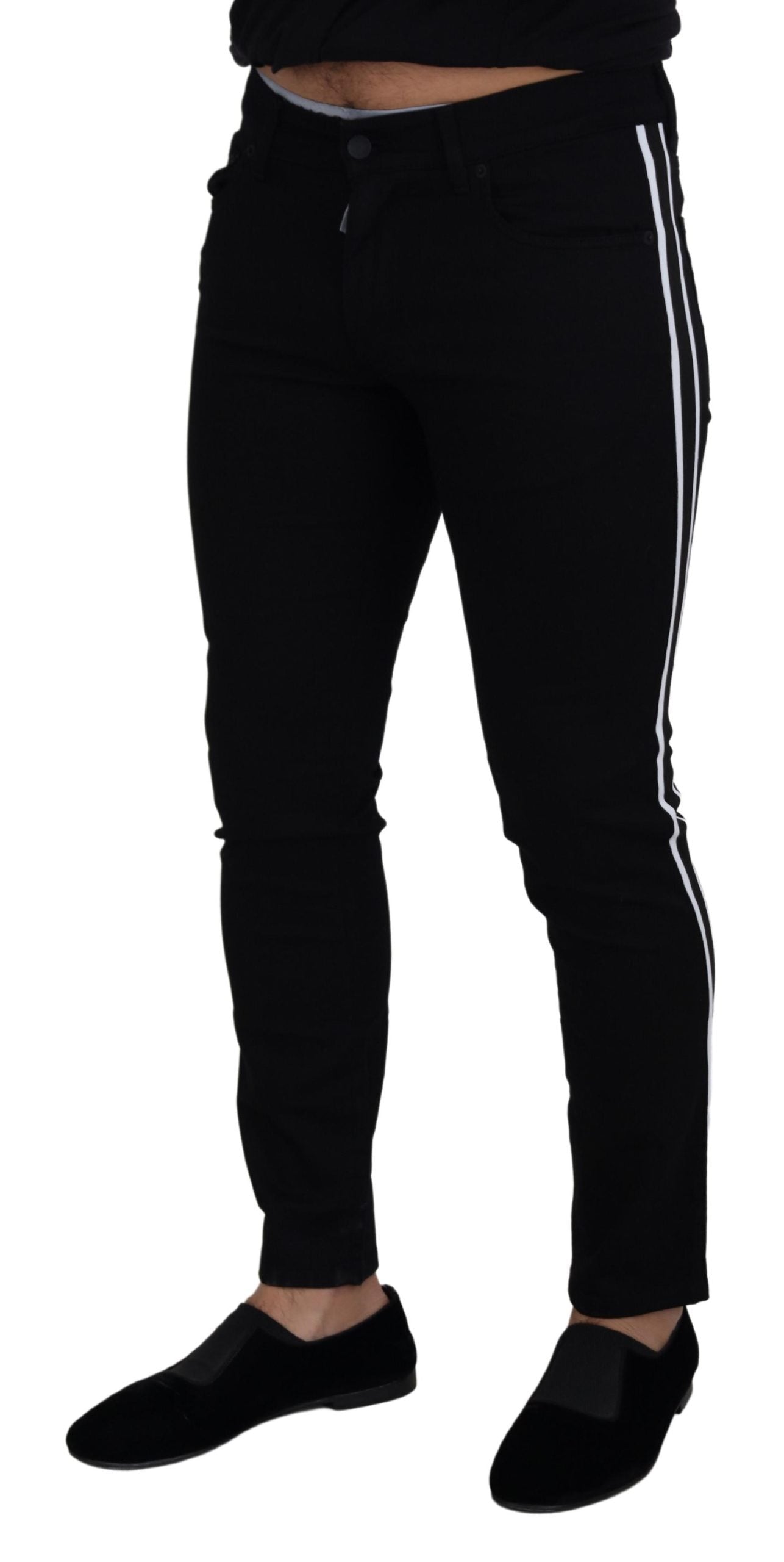Dolce & Gabbana Black Cotton DG Crown Men Denim Men's Jeans