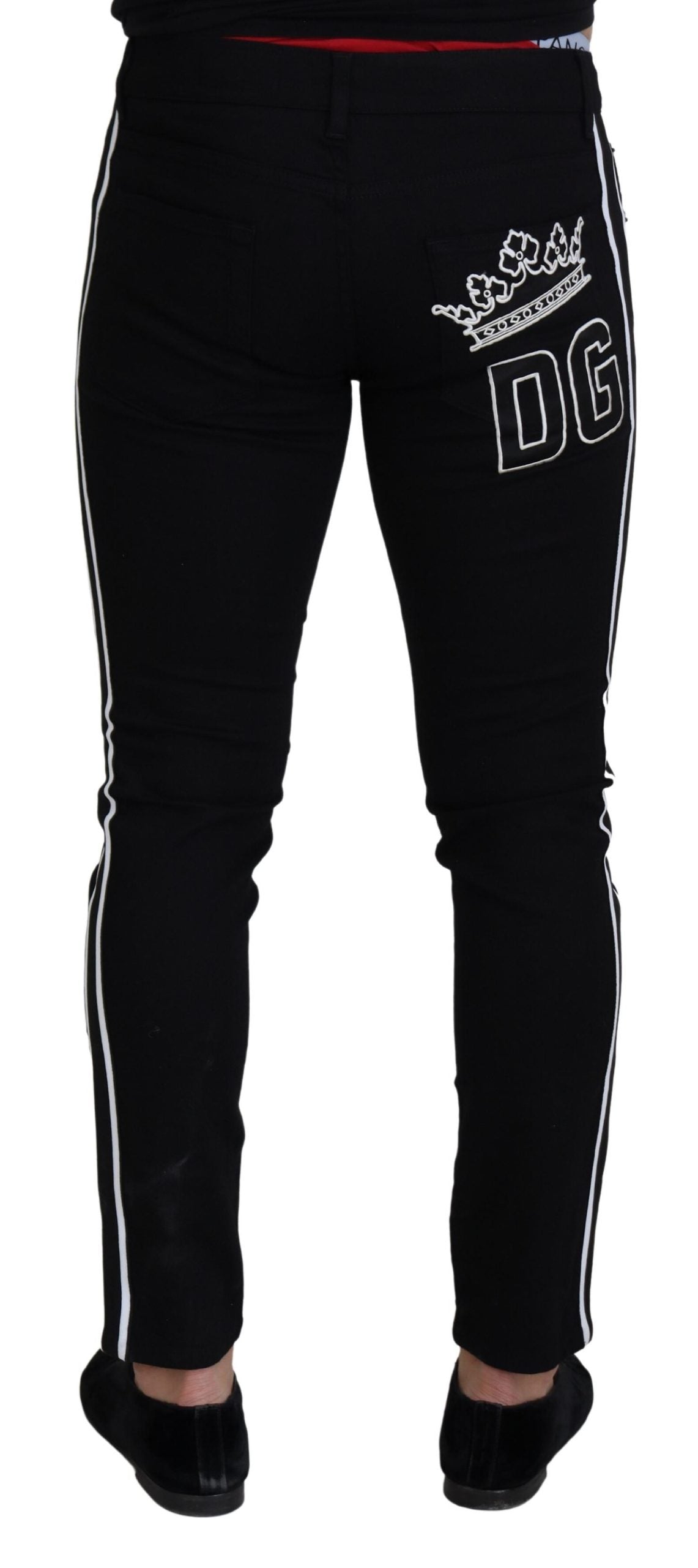 Dolce & Gabbana Black Cotton DG Crown Men Denim Men's Jeans