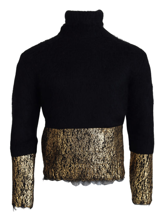 Dolce & Gabbana Black Gold Turtleneck Mohair Pullover Mens Men's Sweater