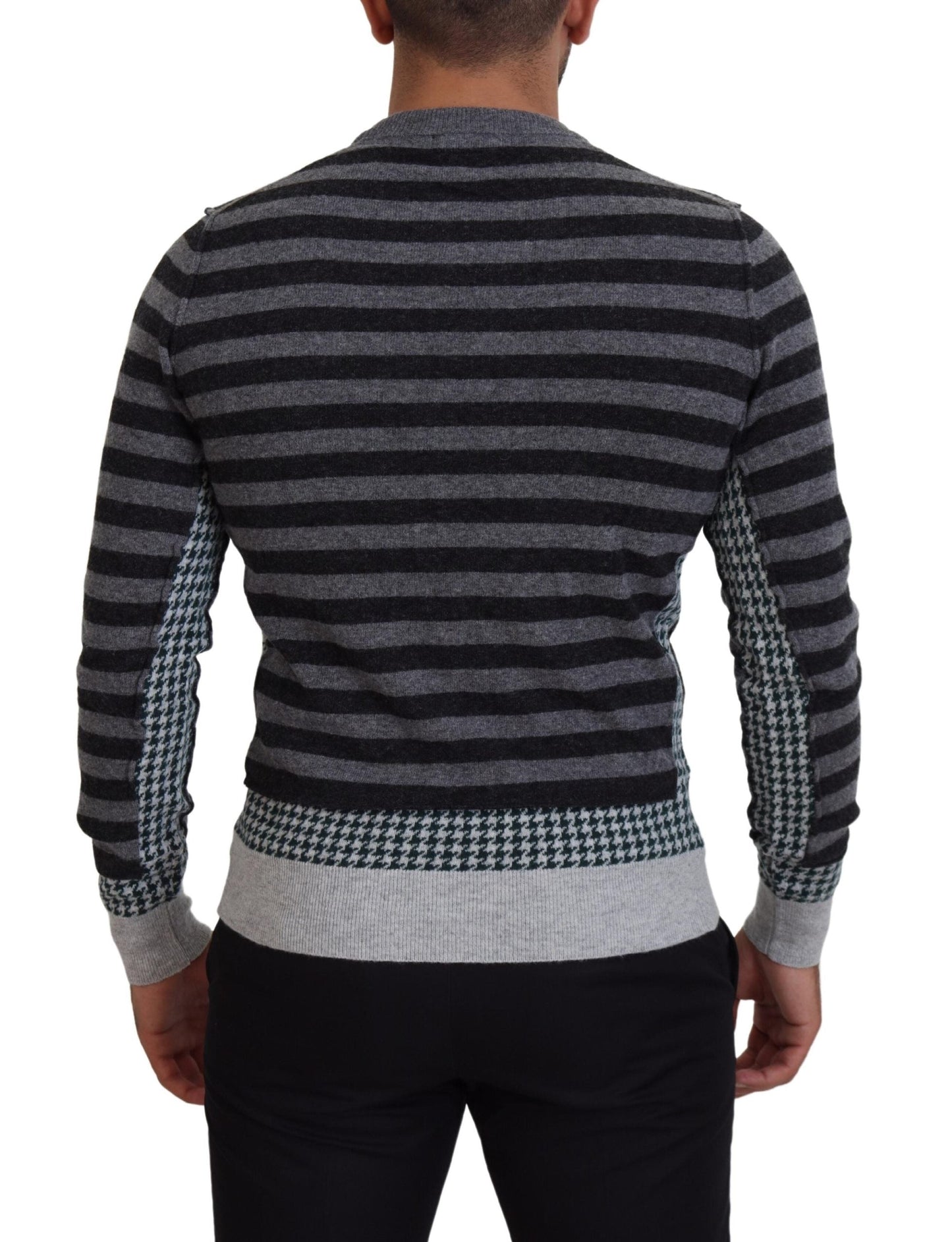 Dolce & Gabbana Black Gray Wool Logo Pullover Men's Sweater
