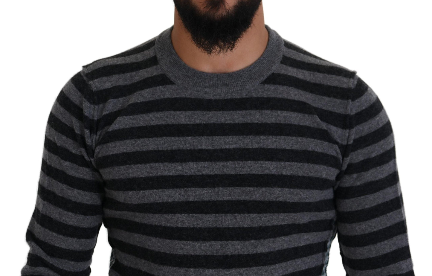 Dolce & Gabbana Black Gray Wool Logo Pullover Men's Sweater