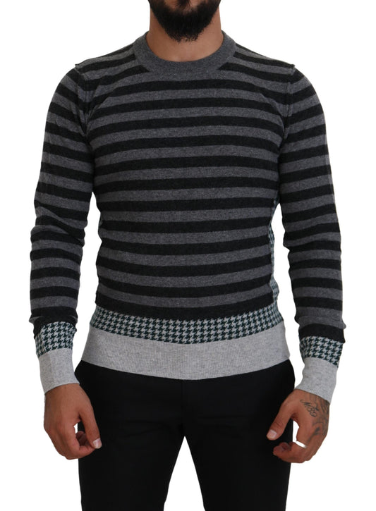 Dolce & Gabbana Black Gray Wool Logo Pullover Men's Sweater