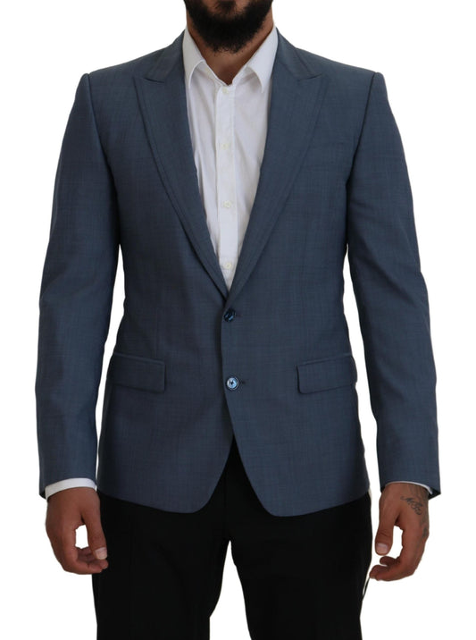 Dolce & Gabbana Blue Wool Stretch Slim Fit Jacket Men's Blazer