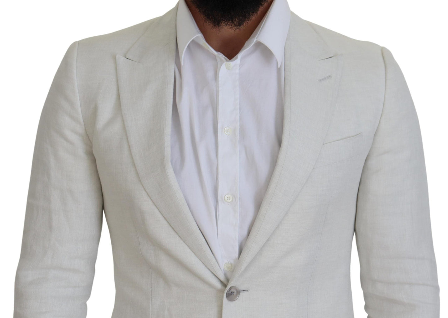 Dolce & Gabbana White Linen Slim Fit Jacket Men's Blazer