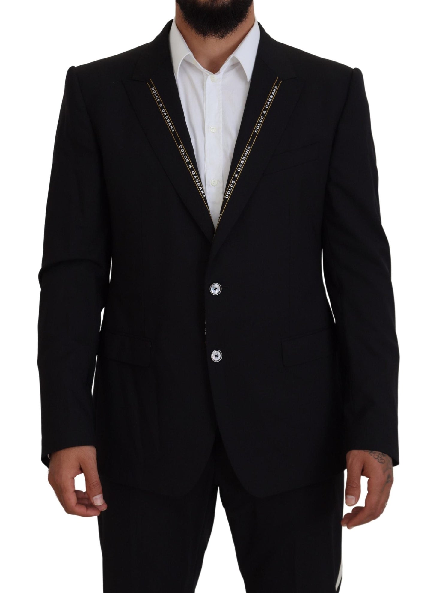 Dolce & Gabbana Black Wool Stretch Slim Fit Jacket Men's Blazer