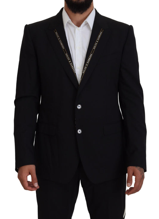 Dolce & Gabbana Black Wool Stretch Slim Fit Jacket Men's Blazer