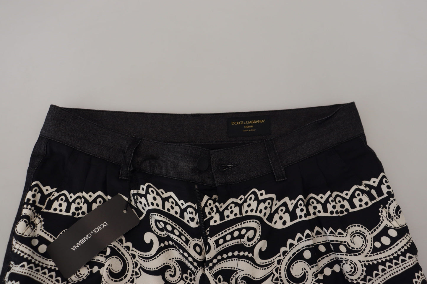 Dolce & Gabbana Black Silk Bandana Print Men's Pants