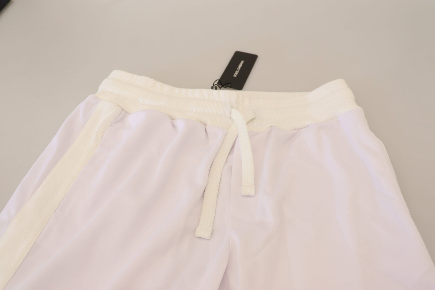 Dolce & Gabbana White Polyester Crown Logo Jogger Men's Pants