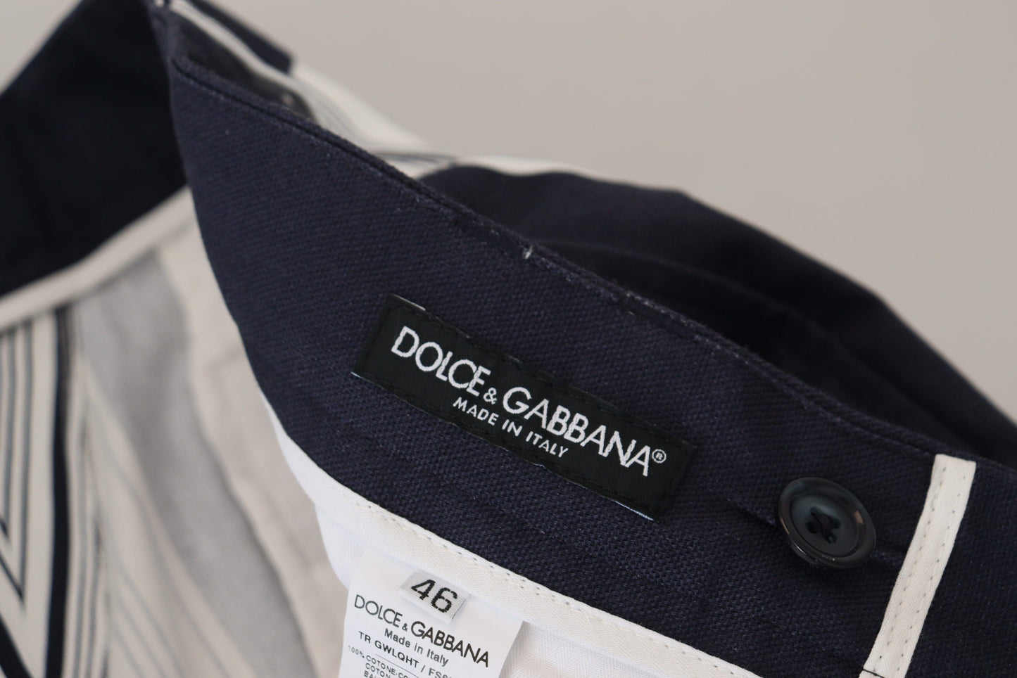 Dolce & Gabbana White Cotton Striped Cropped Men's Pants