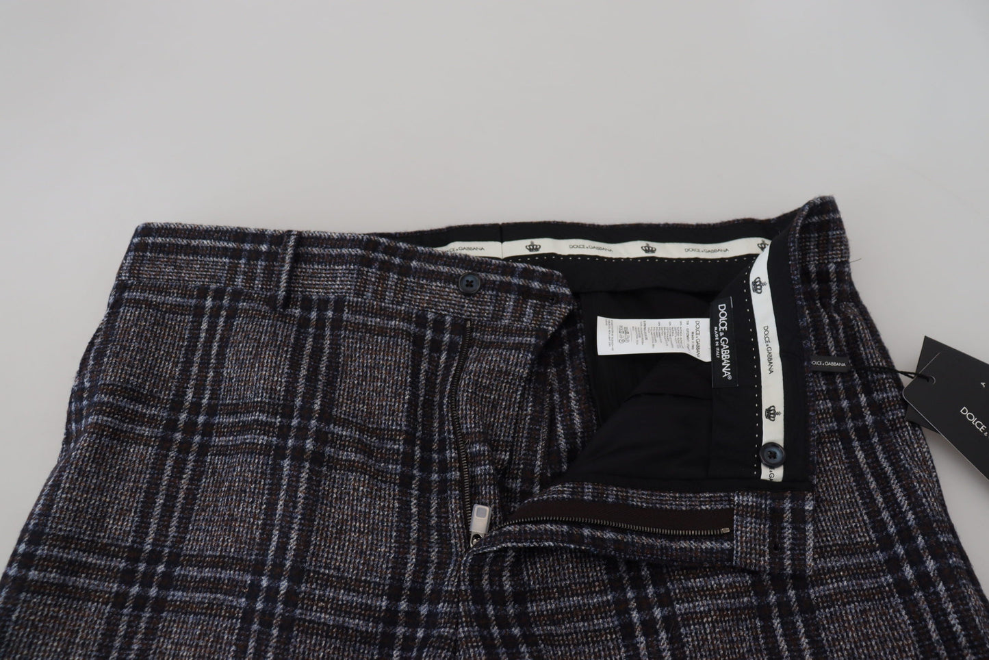 Dolce & Gabbana Gray Checkered Mid Waist Men Men's Pants