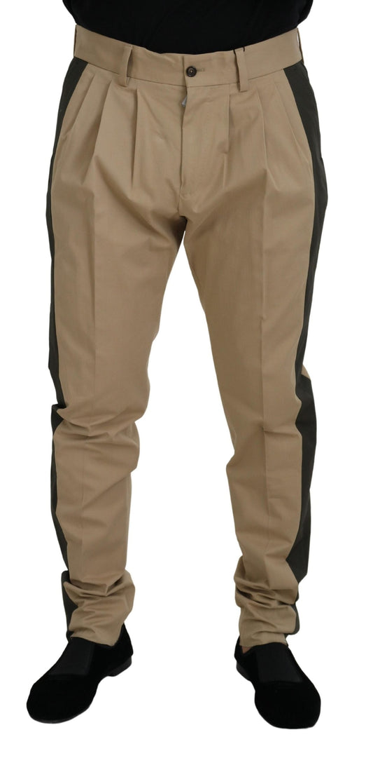 Dolce & Gabbana Brown Black Cotton Chino Men Men's Pants