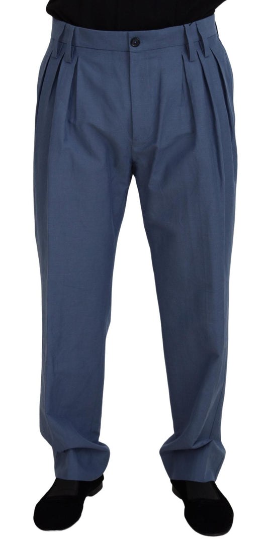 Dolce & Gabbana Blue Linen Chino Men Formal Men's Pants