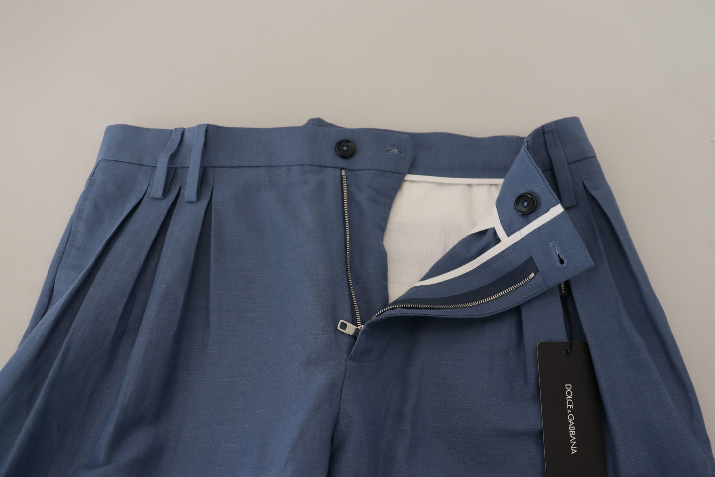 Dolce & Gabbana Blue Linen Chino Men Formal Men's Pants