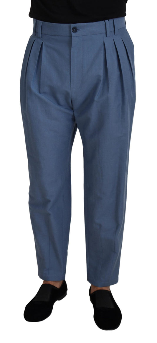 Dolce & Gabbana Blue Linen Chino Formal Men's Pants