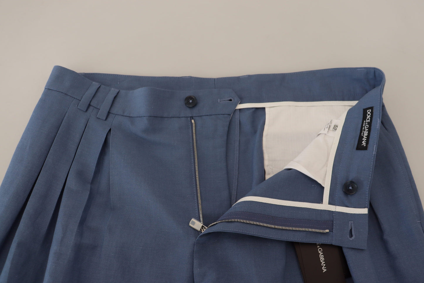 Dolce & Gabbana Blue Linen Chino Formal Men's Pants
