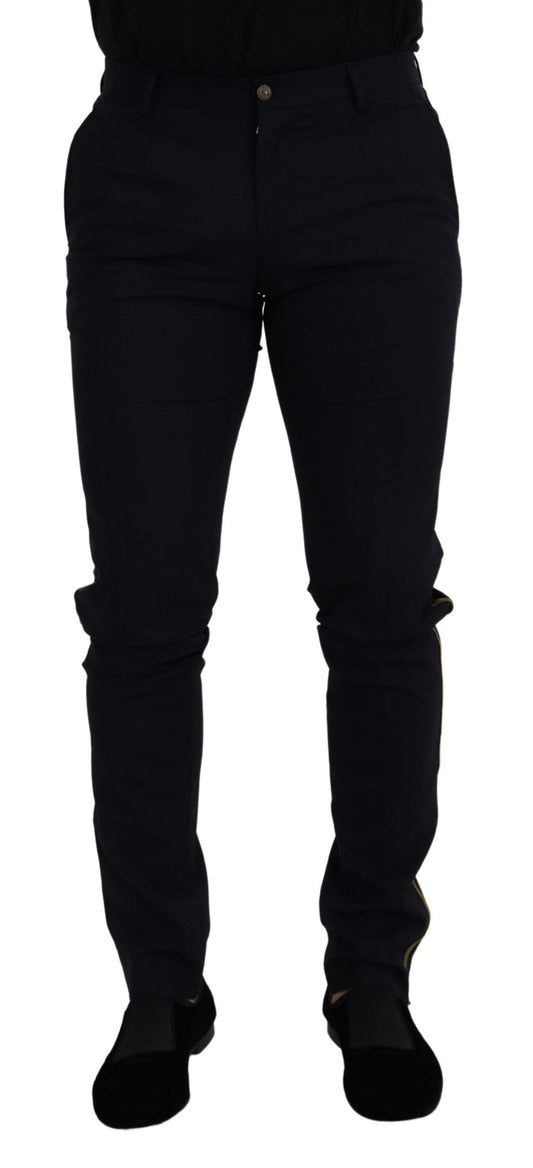 Dolce & Gabbana Black Wool Slim Formal Men's Pants