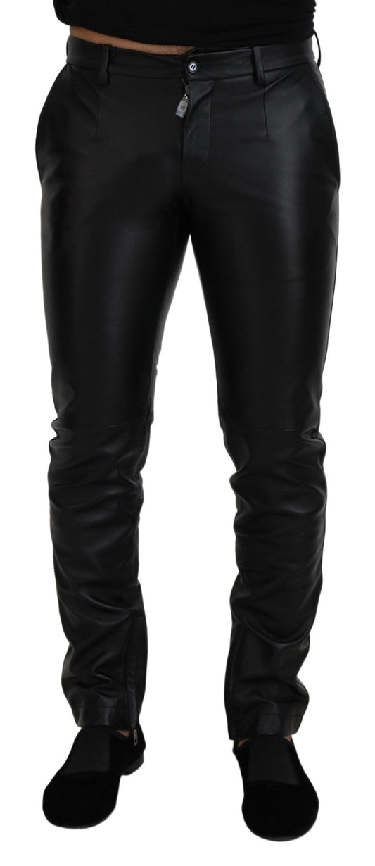 Dolce & Gabbana Black Shiny Stretch Skinny Men's Pants