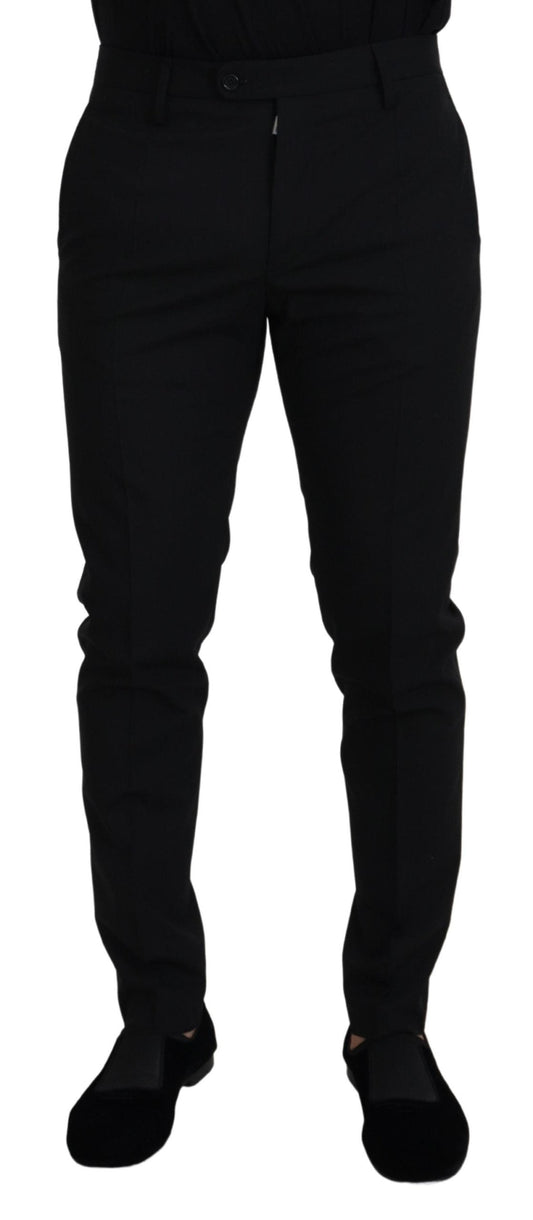 Dolce & Gabbana Black Polyester Chino Formal Men's Pants