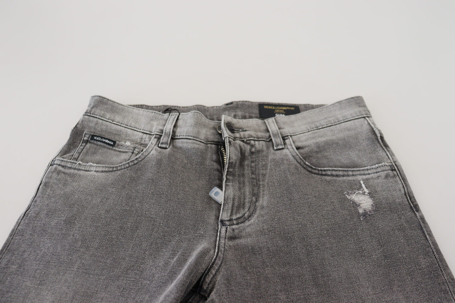 Dolce & Gabbana Grey Washed Cotton Skinny Denim Men's Jeans