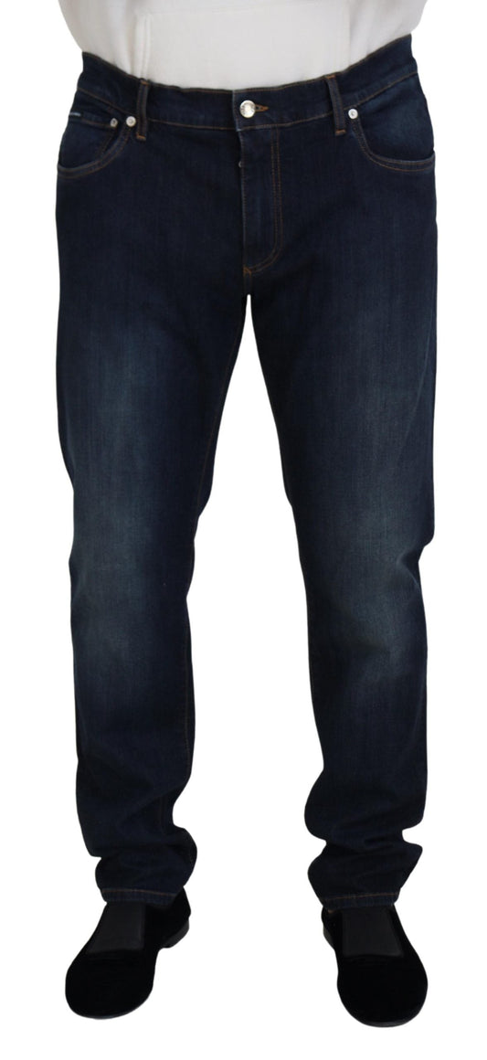 Dolce & Gabbana Blue Cotton Straight Fit Casual Denim Men's Jeans