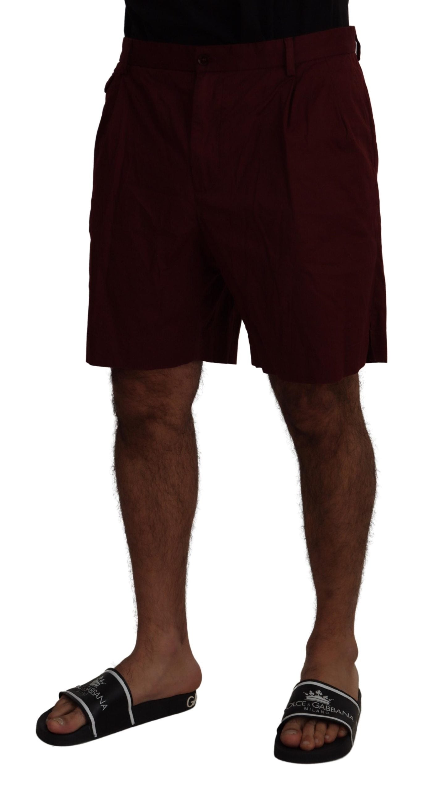 Dolce & Gabbana Maroon Cotton Bermuda Casual Men's Shorts