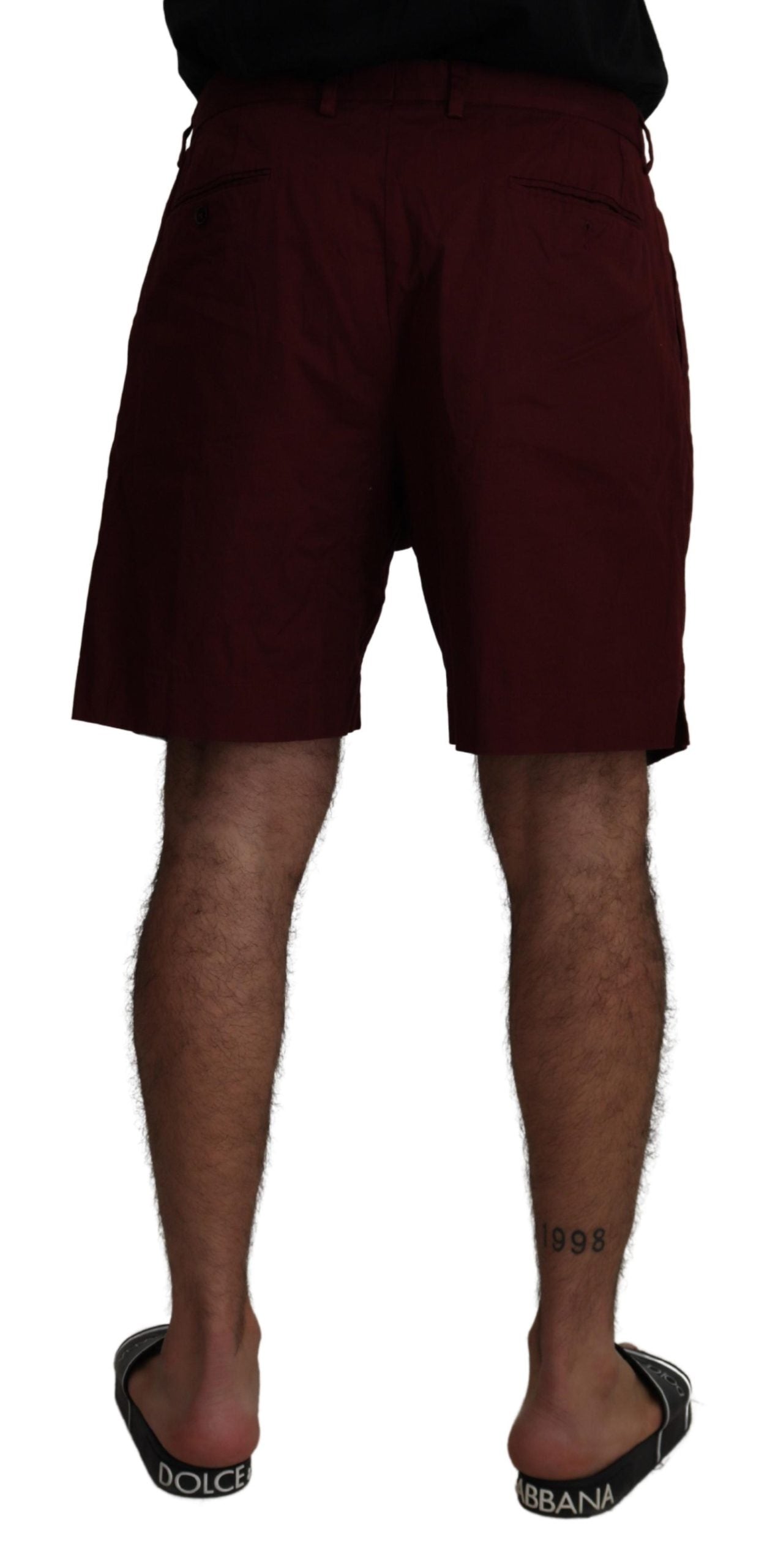 Dolce & Gabbana Maroon Cotton Bermuda Casual Men's Shorts